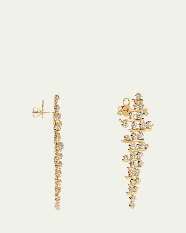 Barre Multi-Row Diamond Drop Earrings in 18K Yellow Gold